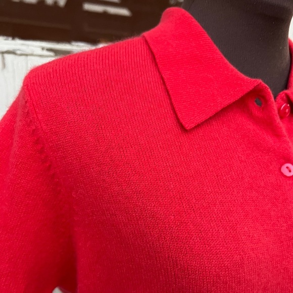 Red Women's Cashmere Cardigan Sweater - Picture 3 of 10